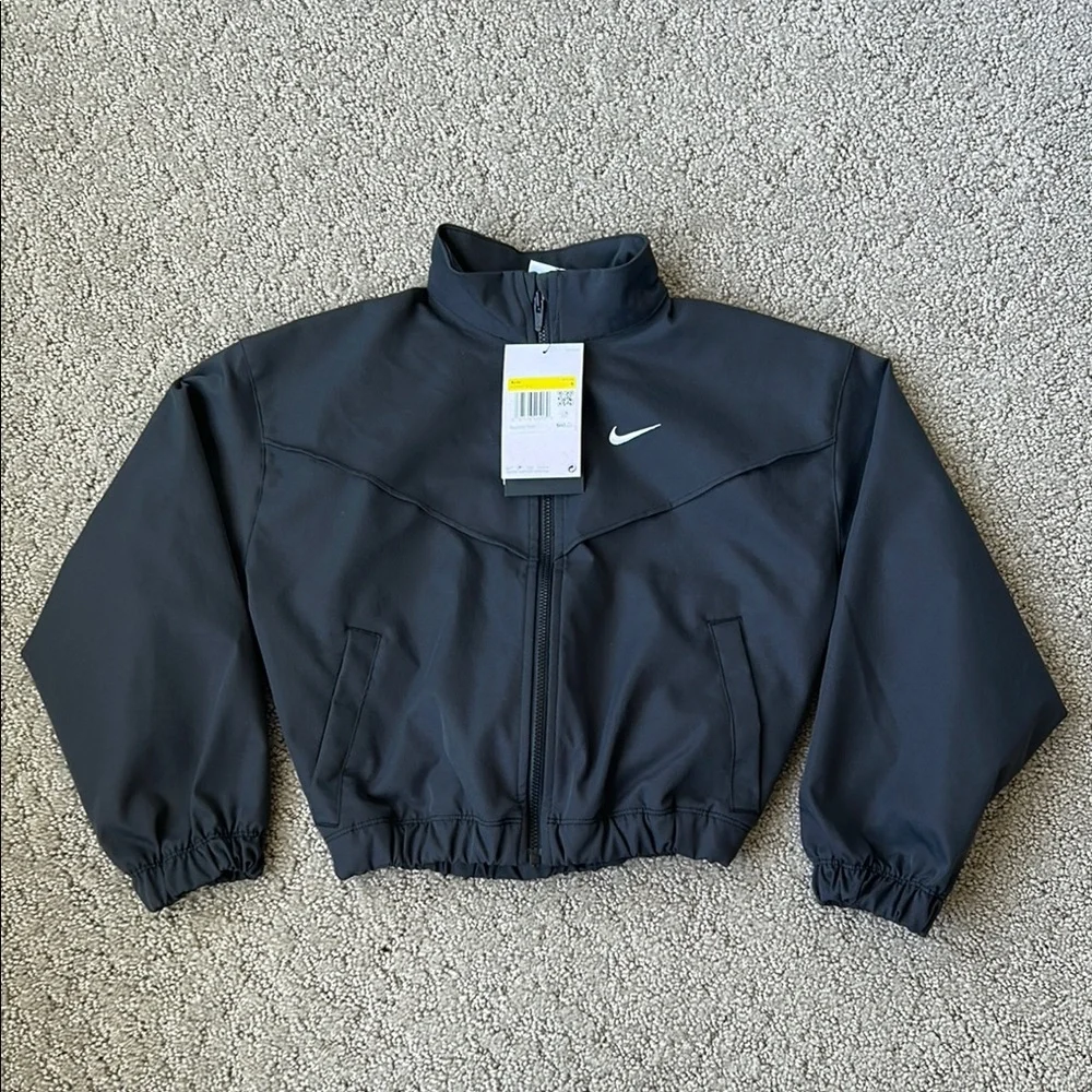 Nike Lightweight Oversized Jacket Black Zip Youth Coat Sportswear Girls SZ S NWT